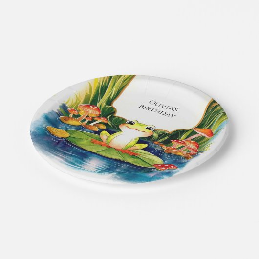 Simple Magical Frog Birthday Pappteller (Schrägansicht)