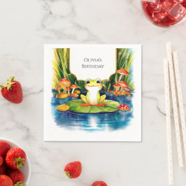 Simple Magical Frog Birthday Serviette