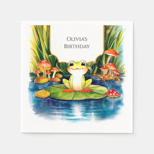 Simple Magical Frog Birthday Serviette (Vorderseite)