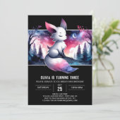 Simple Magical Wolf Birthday Einladung (Stehend Vorderseite)