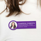 Simple Magnetic Employee Photo Purple Namensschild