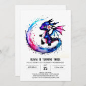 Simple Majestic Dragon Digital Girl zum Geburtstag Einladung (Vorne/Hinten)