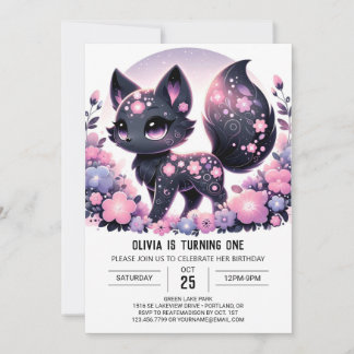 Simple Majestic Fox 1. Geburtstag Einladung