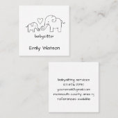 Simple Mama Baby Elephant Heart Babysitter Quadratische Visitenkarte (Vorne/Hinten)