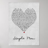 Simple Man Gray Heart Song Lyrik Mauer Kunstdrucke Poster (Vorne)