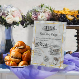 Simple Marble Gold Elegante Wedding Burger Menü Sockelschild