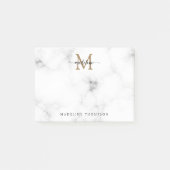 Simple Marble Gold Girly Script Monogram Post-it Klebezettel (Vorderseite)