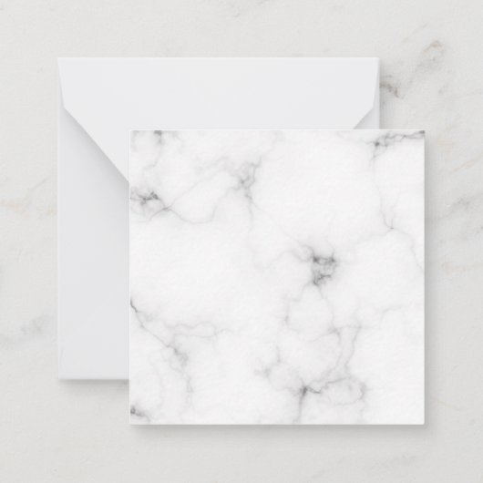 Simple Marble Gold Girly Script Monogram Square Mitteilungskarte (Rückseite)