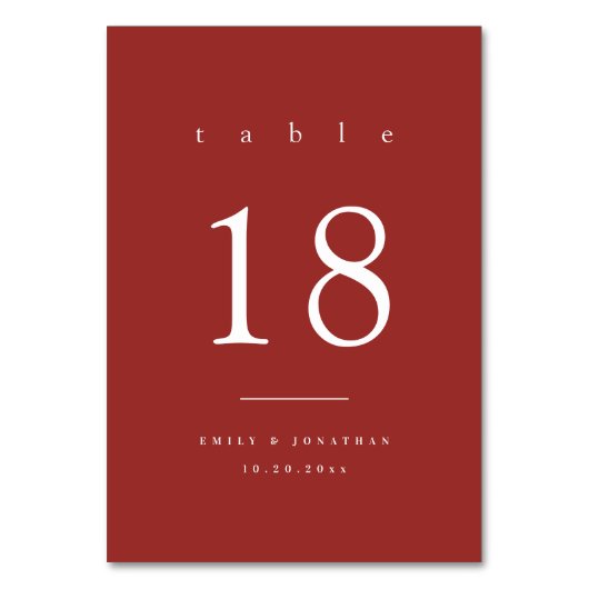 Simple Maroon Christmas Tischnummer (Rückseite)