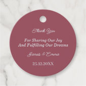 Simple Maroon Custom Wedding Geschenkanhänger (Vorderseite)