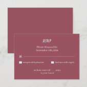 Simple Maroon Custom Wedding RSVP Karte (Vorne/Hinten)
