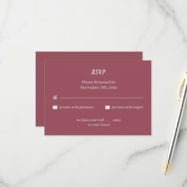 Simple Maroon Custom Wedding RSVP Karte