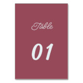 Simple Maroon Personalisiert Wedding Tischnummer (Vorderseite)
