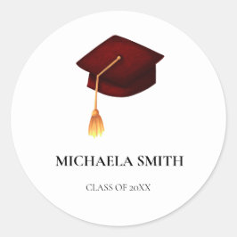 Simple Maroon School Graduation Cap Umschlag Aufkl Runder Aufkleber