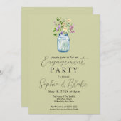 Simple Mason Jar Bouquet Green Engagement Party Einladung (Vorne/Hinten)