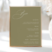 Simple Matcha Green Wedding Bar Menu Poster