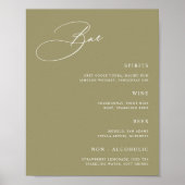 Simple Matcha Green Wedding Bar Menu Poster (Vorne)