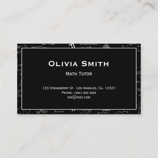 Simple Mathe Tutor Lehrer Formel Muster Visitenkarte (Rückseite)