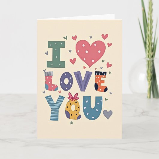 Simple Matte Polka Dot Love You Card Karte (Vorderseite)