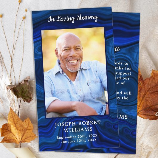 Simple Memorial Blue Marble Beerdigung Danke Mitteilungskarte