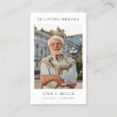 Simple Memorial Funeral Prayer Photo Sympathy Card Visitenkarte (Vorderseite)