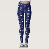 Simple Menorah Pattern Hanukkah Navy Blau Leggings (Vorderseite)