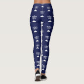 Simple Menorah Pattern Hanukkah Navy Blau Leggings (Rückseite)