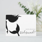 Simple Mermaid Silhouette Bridesmaid Einladung (Stehend Vorderseite)