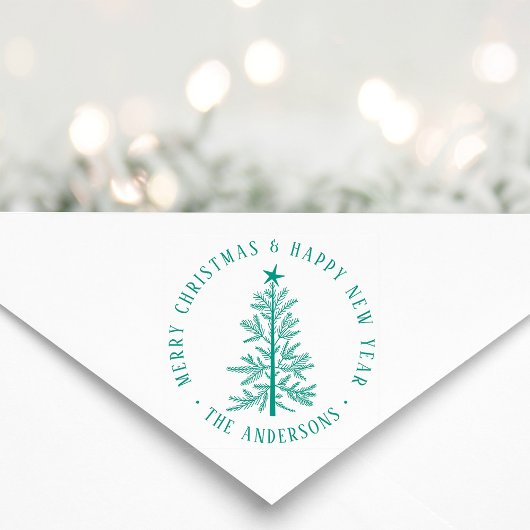 Simple Merry Christmas & Happy New Year Round  Gummistempel