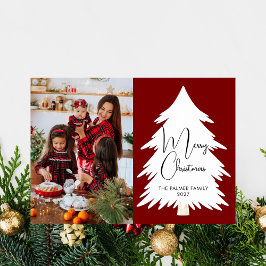 Simple Merry Christmas Pine Tree family photo Feiertagskarte