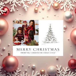 Simple Merry Christmas Pine Tree family photo Feiertagskarte