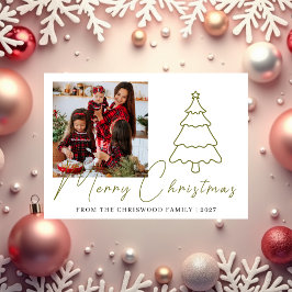 Simple Merry Christmas Pine Tree family photo Feiertagskarte