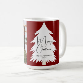 Simple Merry Christmas Pine Tree family photo Kaffeetasse