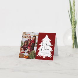 Simple Merry Christmas Pine Tree family photo Karte