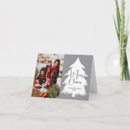 Simple Merry Christmas Pine Tree family photo Karte