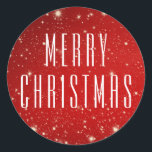 Simple MERRY CHRISTMAS Red White Runder Aufkleber<br><div class="desc">Weihnachts-Weihnachtsaufkleber mit einem einfachen, modernen roten und weißen Design mit einem bearbeitbaren Gruß (gezeigt mit MERRY CHRISTMAS). Verwenden Sie für Geschenk- und Paketaufkleber oder Umschlag Aufkleber der Urlaubskarte. HILFE: Für Hilfe bei der Modifizierung oder Personalisierung des Designs, bei der Größenänderung, bei der Übertragung des Designs auf ein anderes Produkt oder...</div>