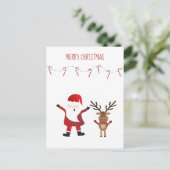 Simple Merry Christmas Santa Claus Reindeer Postkarte (Stehend Vorderseite)