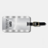 Simple, Metallic Silver Personalized Gry Text Gepäckanhänger (Vorderseite horizontal)