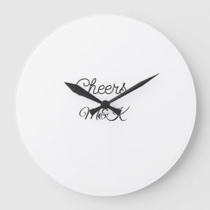 Simple minimal add name cheers couple name custom große wanduhr