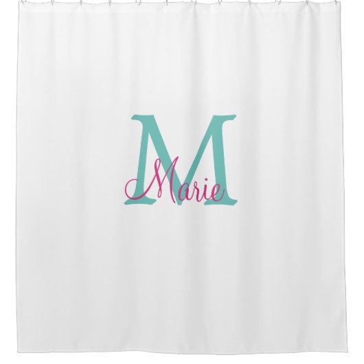 simple minimal add name monogram green pink blue t duschvorhang (Vorderseite)