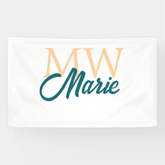 simple minimal add name monogram orange blue bold banner