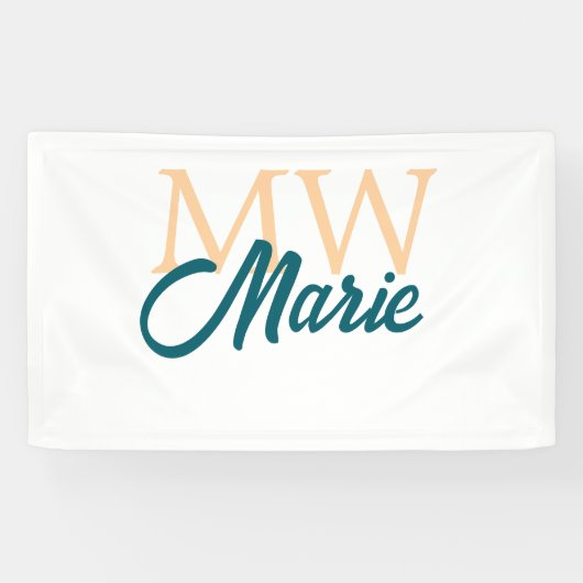 simple minimal add name monogram orange blue bold banner (Horizontal)
