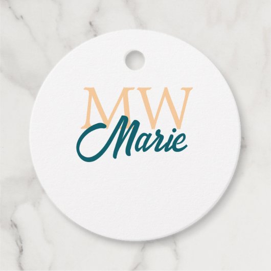 simple minimal add name monogram orange blue bold geschenkanhänger (Vorderseite)