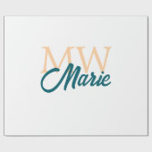 simple minimal add name monogram orange blue bold geschenkpapier (Flach)