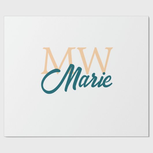 simple minimal add name monogram orange blue bold geschenkpapier (Flach)