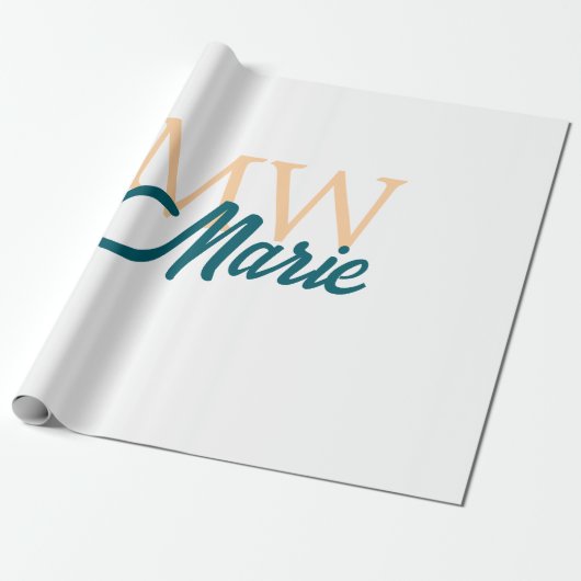 simple minimal add name monogram orange blue bold geschenkpapier (Ungerollt)
