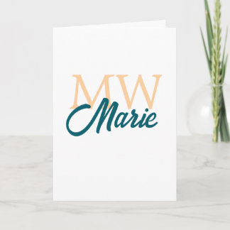 simple minimal add name monogram orange blue bold karte