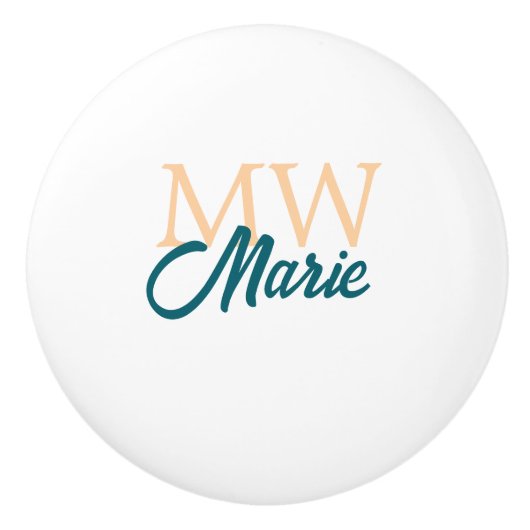 simple minimal add name monogram orange blue bold keramikknauf (Vorderseite)