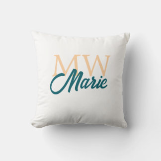 simple minimal add name monogram orange blue bold kissen