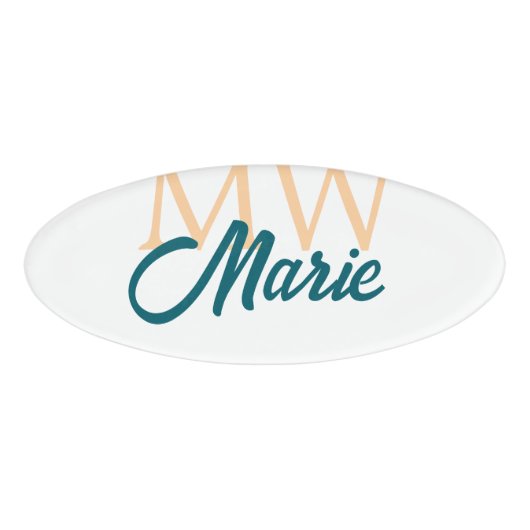 simple minimal add name monogram orange blue bold namenschild (Vorderseite)